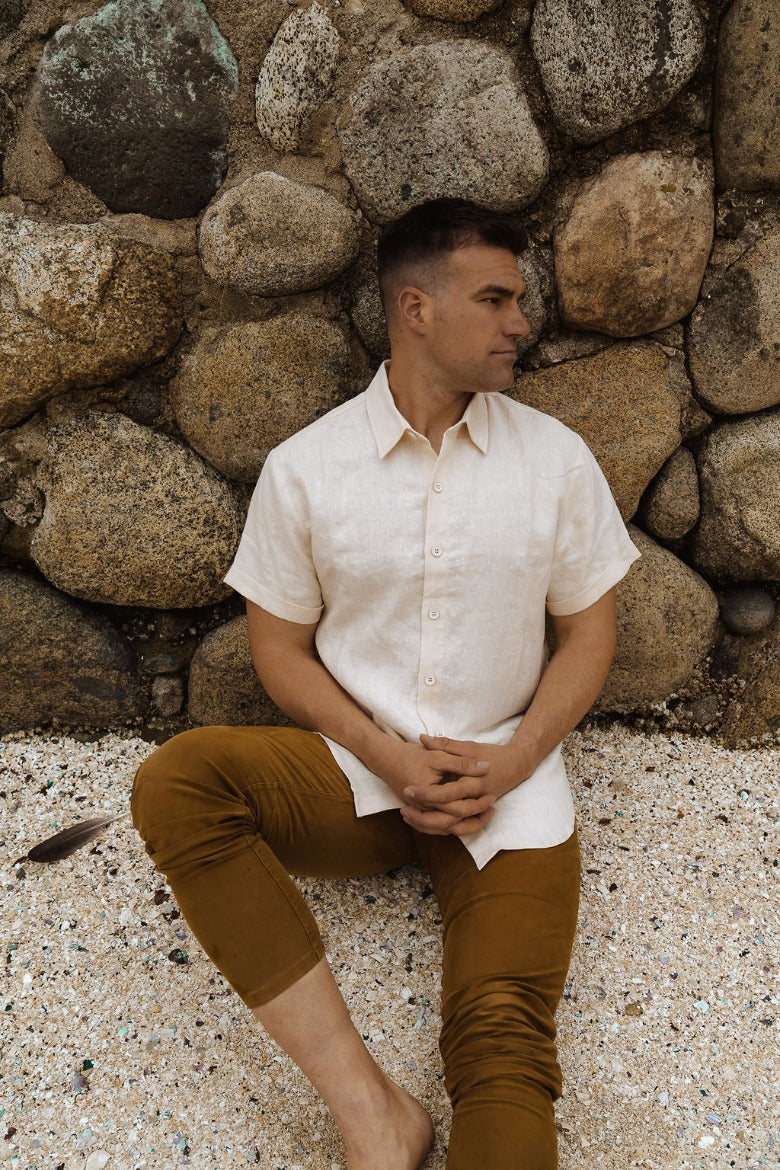 beachy white linen shirt